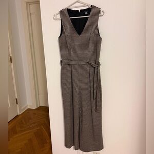 Tommy Hilfiger Black & White Houndstooth Jumpsuit with Waist Tie